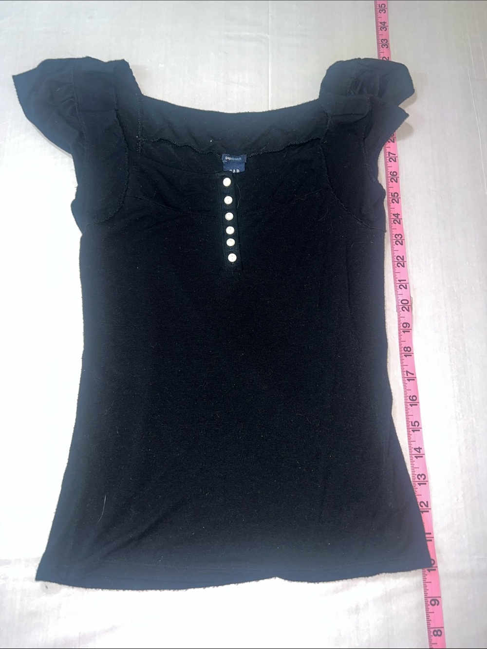 GAP Black Ruffle Sleeve Button-Front Shirt
